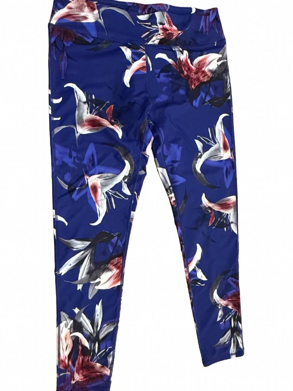 NWT Fabletics PowerForm Dhyana Legging Large Blue Pink Floral Lily Print